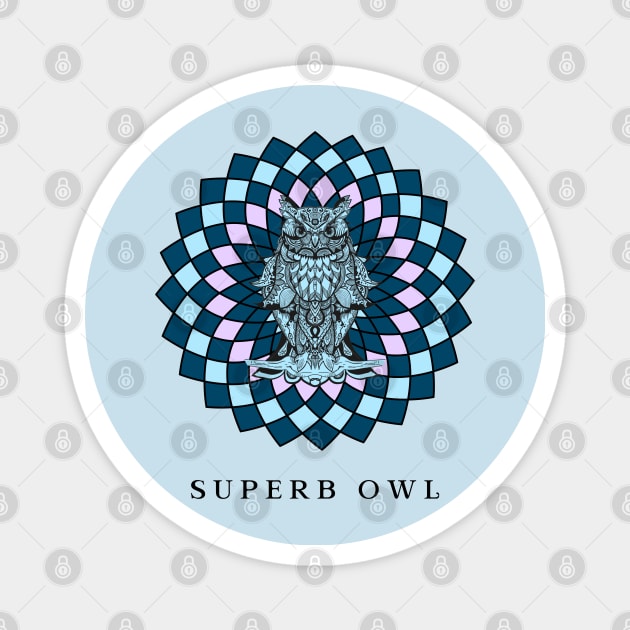 Superb Owl Mandala Magnet by Space Cadet Tees